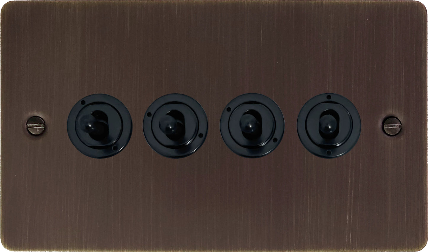 Flat Antique Copper 4 Gang Toggle (Flat Black Toggle)