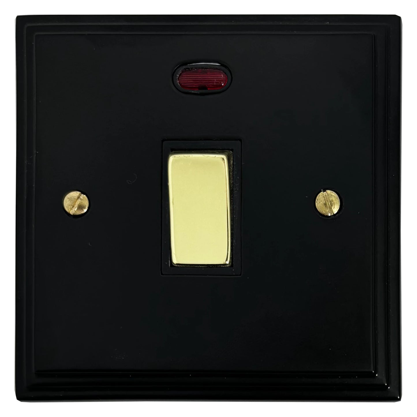 Victorian Flat Black 20A Dp Switch + Neon