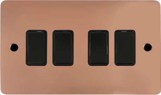 Flat Bright Copper 4 Gang Switch