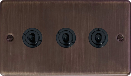 Contour Antique Copper 3 Gang 2 Way Toggle