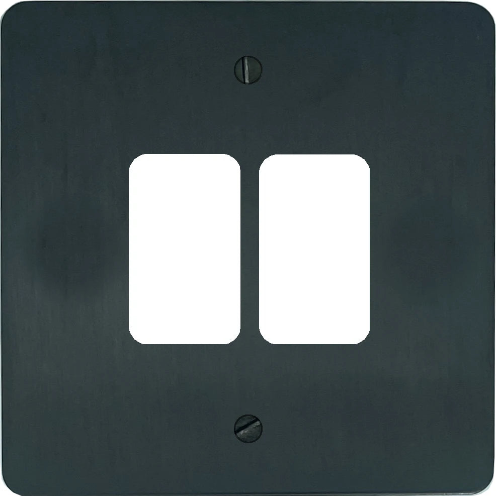 Flat Black Bronze 2 Gang Grid Plate