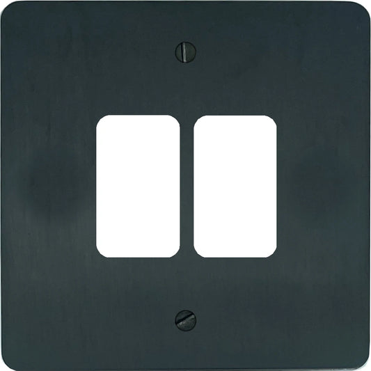 Flat Black Bronze 2 Gang Grid Plate