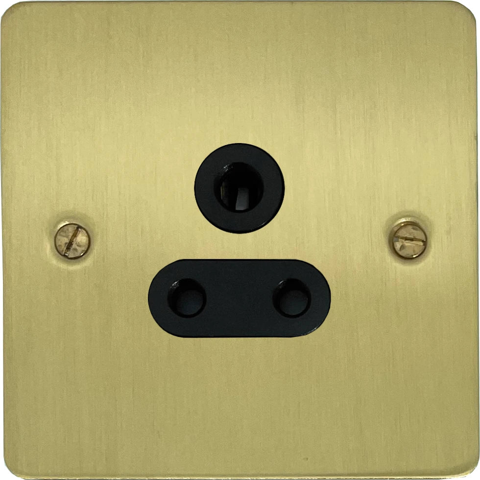 Flat Satin Brass 5 Amp Socket