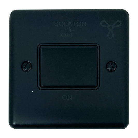 Basics Matt Black Triple Pole Fan Isolator - Basics range electrical fan isolator