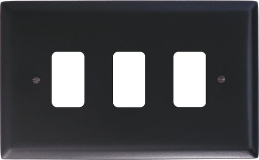Spectrum Flat Black  3 Gang Grid Plate