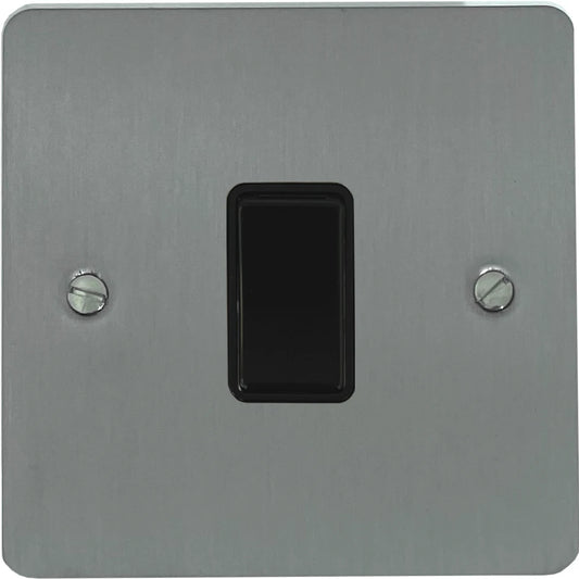 Flat Brushed Steel 1 Gang  Switch