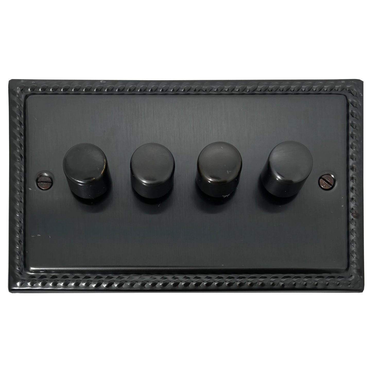 Georgian Black Bronze 4 Gang LED Dimmer (Black Bronze Caps)