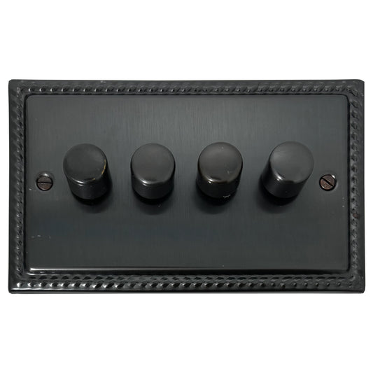 Georgian Black Bronze 4 Gang LED Dimmer (Black Bronze Caps)