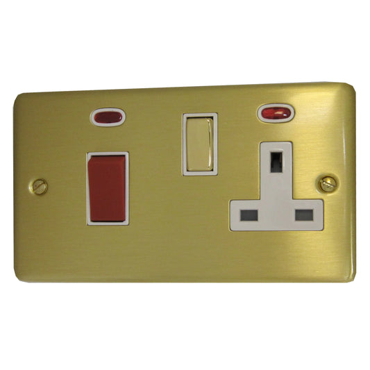 Contour Satin Brass 45A Switch & 13A Socket