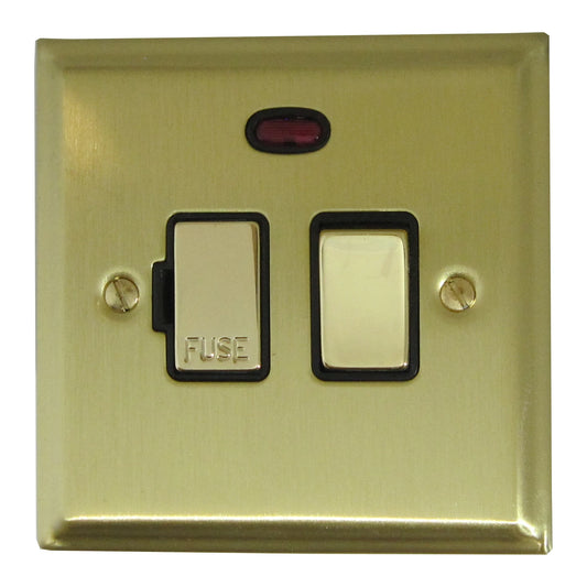 Deco Satin Brass Switch Fused Spur & Neon