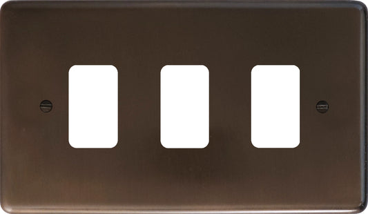 Contour Medium Bronze 3 Gang Grid Plate