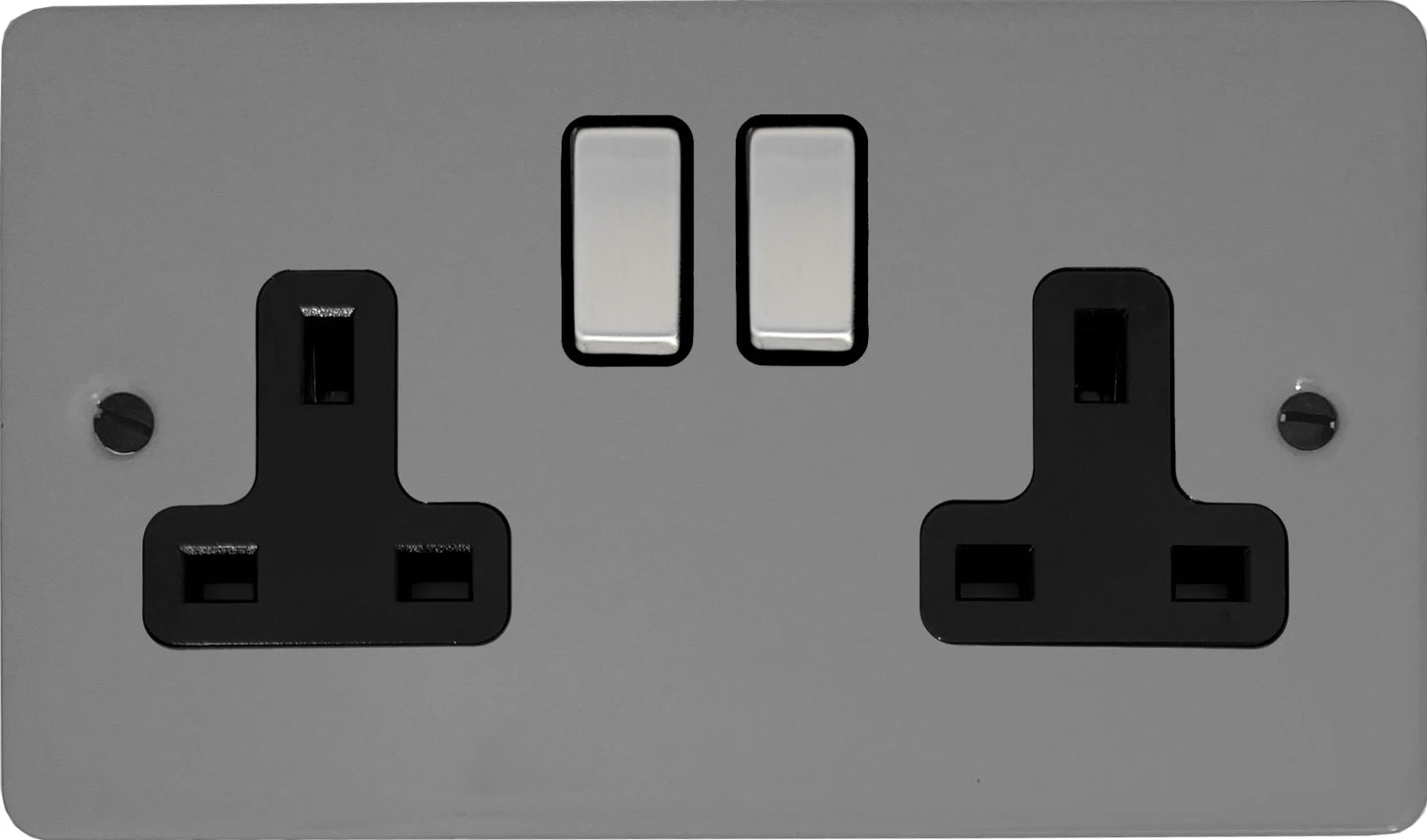 Flat  Light Grey  2 Gang Socket