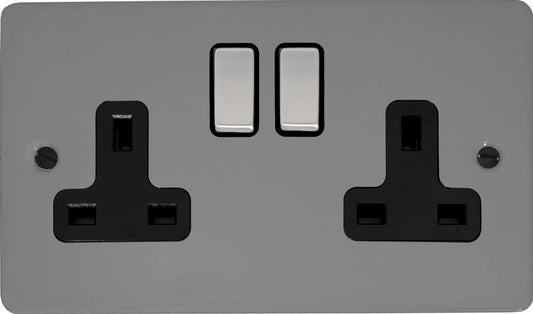 Flat  Light Grey  2 Gang Socket