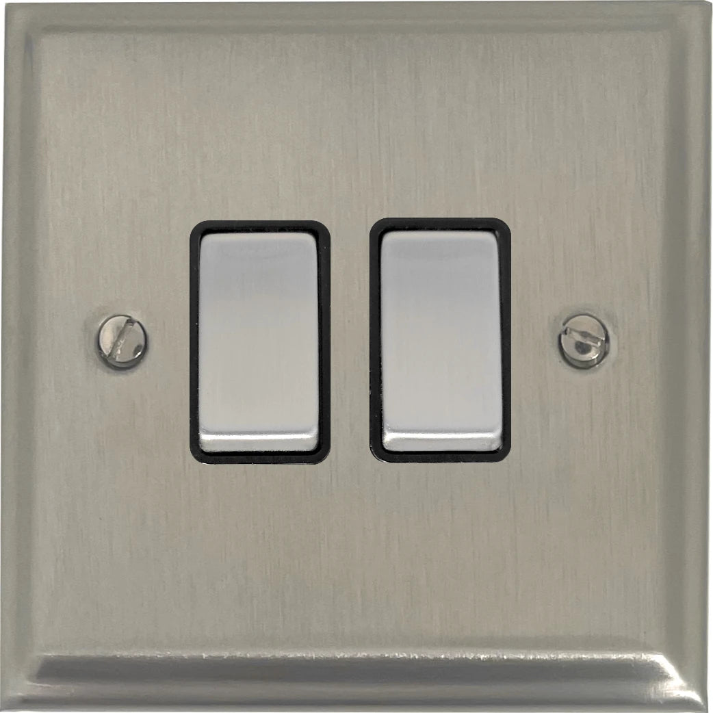 Deco Satin Nickel 2 Gang Switch