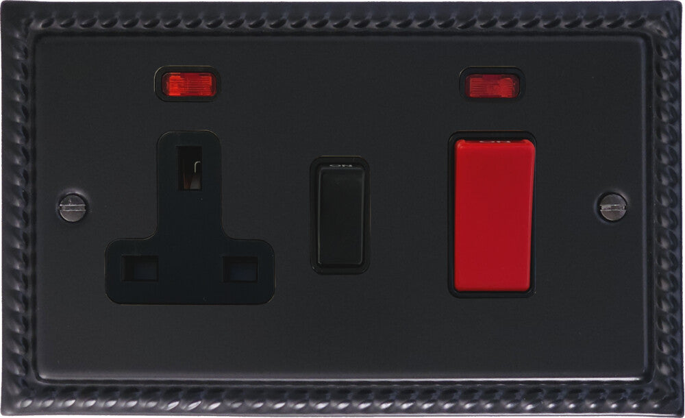 Georgian Flat Black Cooker Socket
