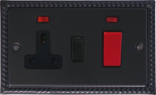 Georgian Flat Black Cooker Socket