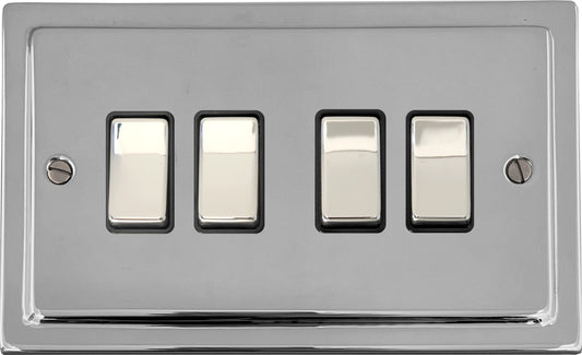 Victorian Polished Chrome 4 Gang 2 Way Switch