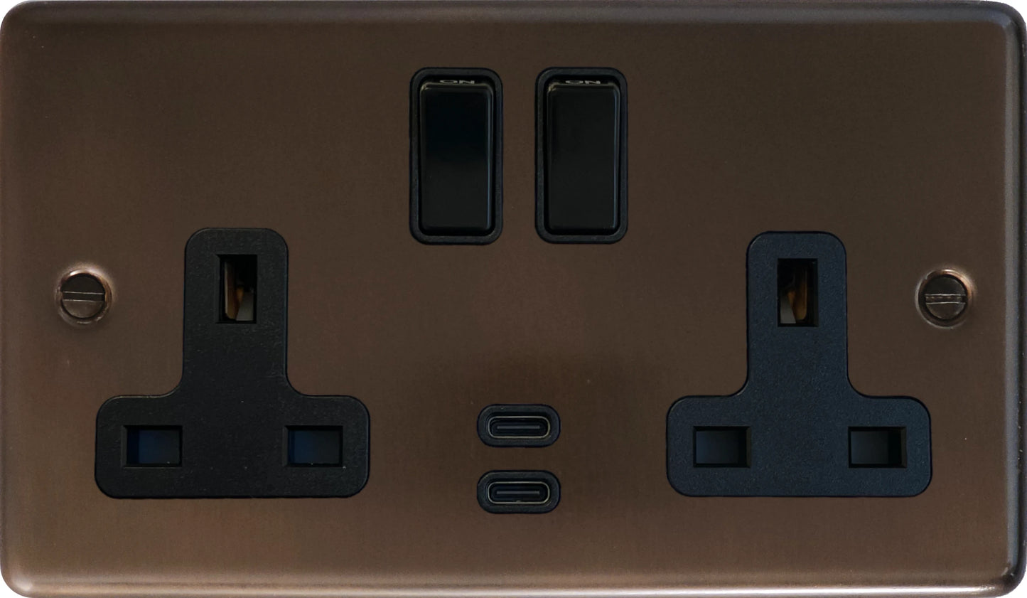 Contour  Medium Bronze  2 Gang Socket with USBC