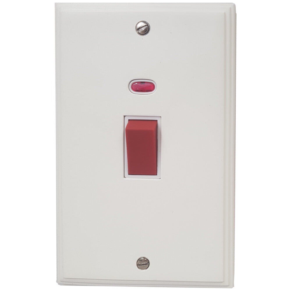 Victorian Flat White 45 Amp Dp Switch & Neon