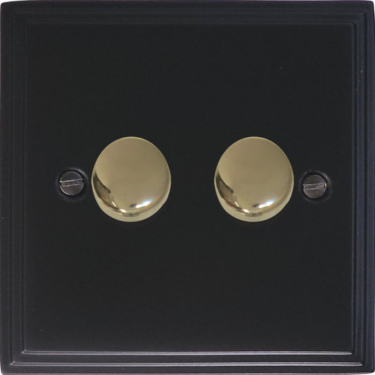 Victorian Flat Black 2 Gang LED Dimmer