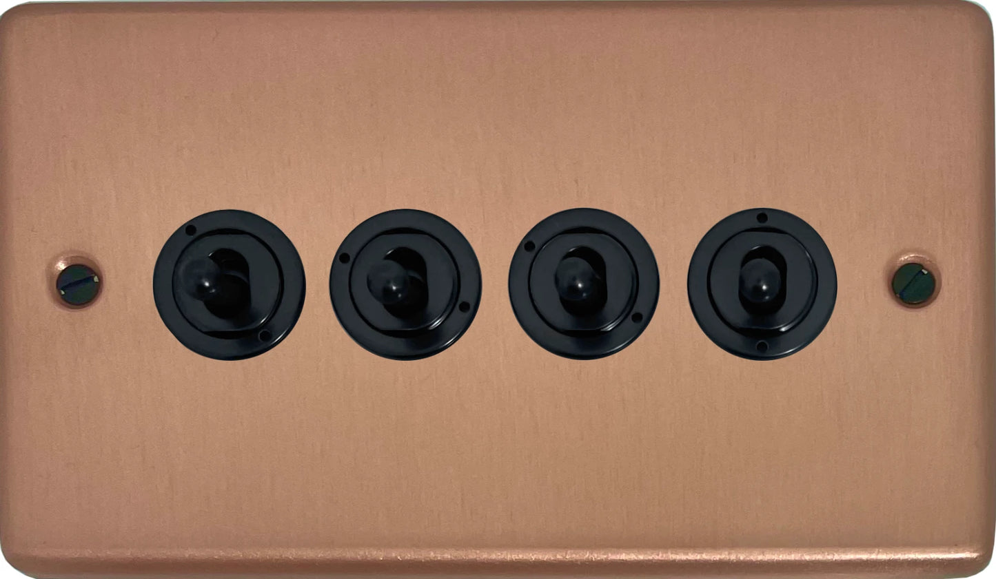 Contour Rose Gold 4 Gang Toggle Switch (Flat Black Toggle)