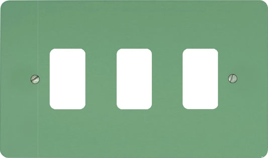 Flat Sage Green 3 Gang Grid Plate