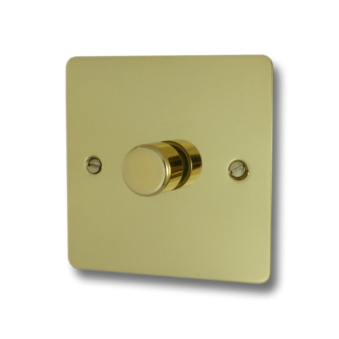 Flat Polished Brass 1 Gang 120W LED Dimmer