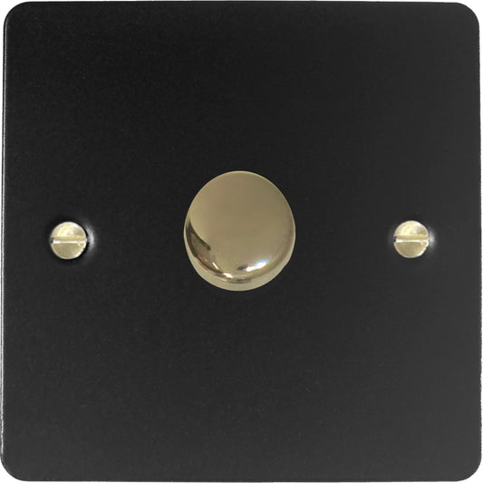 Flat Black 1 Gang LED Dimmer (Brass Cap)