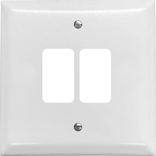 Spectrum Flat White 2 Gang Grid Plate