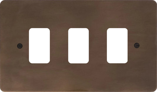 Flat Medium Bronze 3 Gang 2 Way Grid