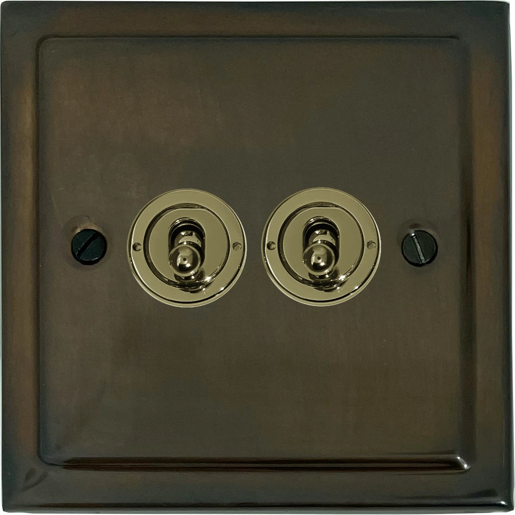 Victorian Medium Bronze 2 Gang 2 Way Toggle