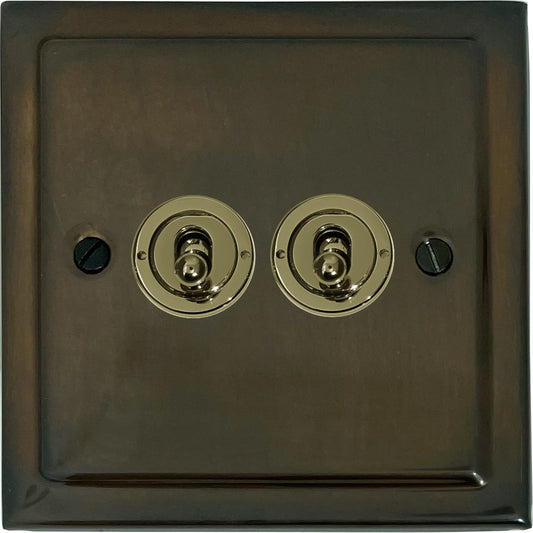 Victorian Medium Bronze 2 Gang 2 Way Toggle