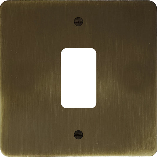 Flat Antique Brass 1 Gang Grid Plate