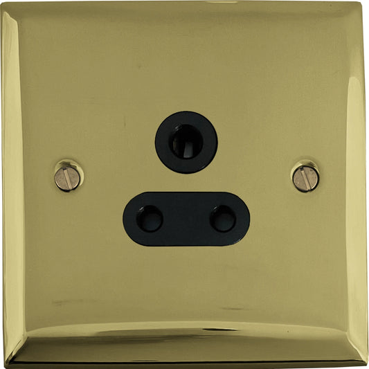 Spectrum Polished Brass 5 Amp Socket (Black Plastic) - Spectrum range electrical socket