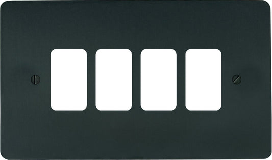 Flat Black Bronze 4 Gang Grid Plate
