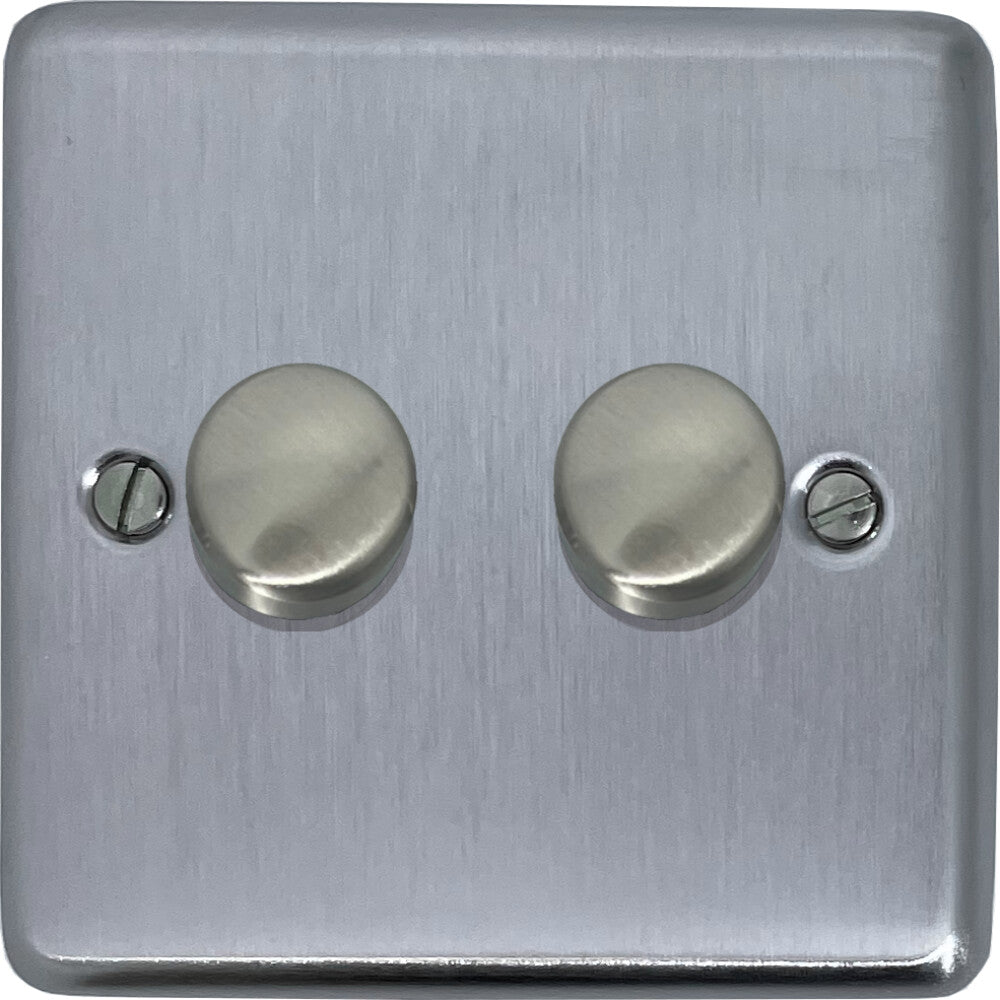 Contour Satin Chrome 2 Gang LED Dimmer