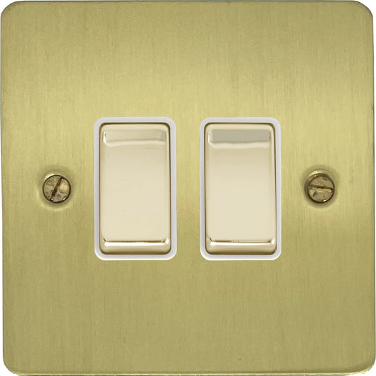 Flat Satin Brass 2 Gang Switch