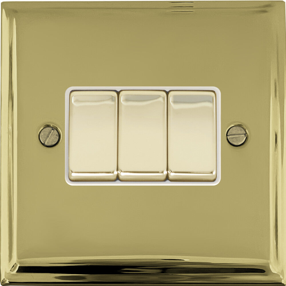 Deco Polished Brass 3 Gang 2 Way Switch