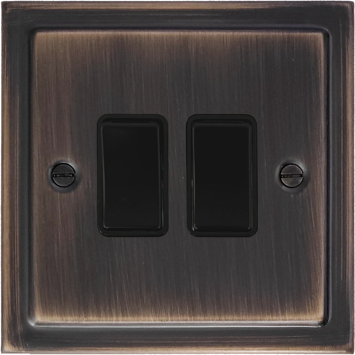 Victorian Antique Copper 2 Gang Switch (Black Switch)