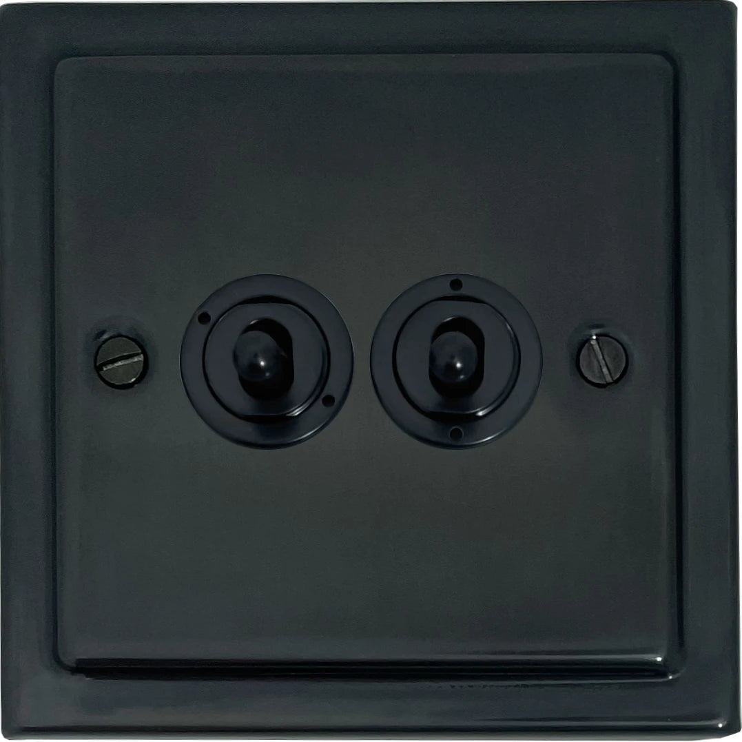 Victorian Black Bronze 2 Gang Toggle (Flat Black Toggle)
