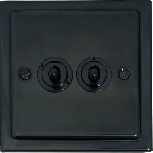 Victorian Black Bronze 2 Gang Toggle (Flat Black Toggle)