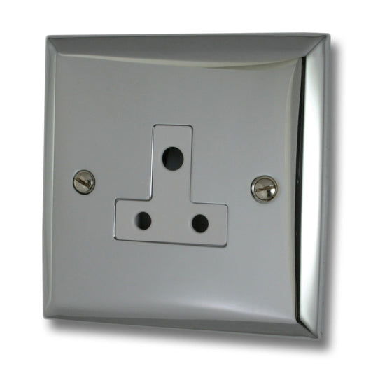 Spectrum Polished Chrome 5 Amp Socket (White Plastic) - Spectrum range electrical socket