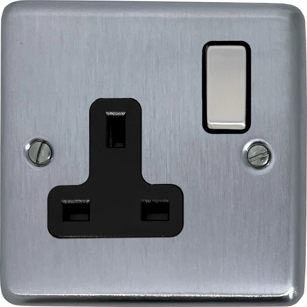 Contour Satin Chrome 1 Gang Switched Socket