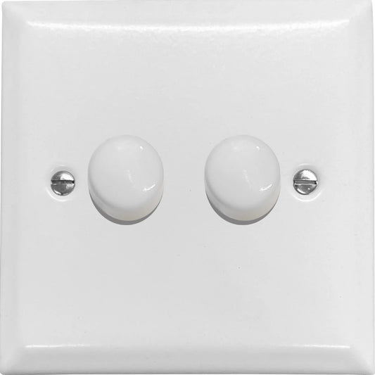Spectrum Flat White 2 Gang LED Dimmer