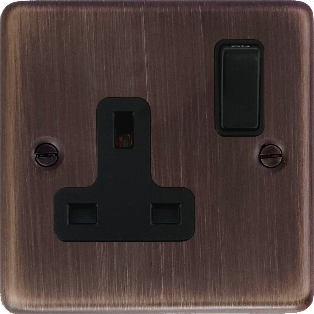 Contour Antique Copper 1 Gang Switch (Black Switch)