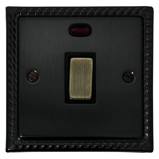 Georgian Black Bronze 20 Amp DP Switch (Antique Brass Switch)