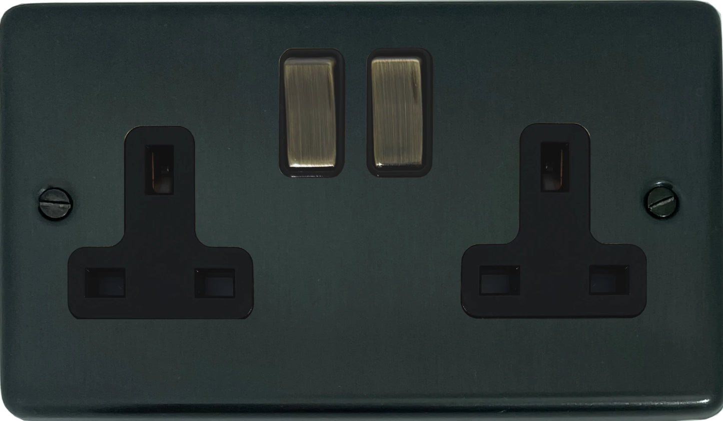 Contour Black Bronze 2 Gang Socket(Antique Brass switch)
