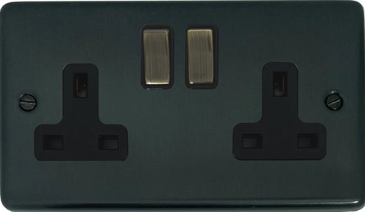 Contour Black Bronze 2 Gang Socket(Antique Brass switch)
