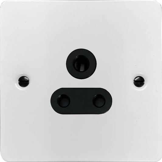 Flat White 5 Amp Socket - Flat range electrical socket