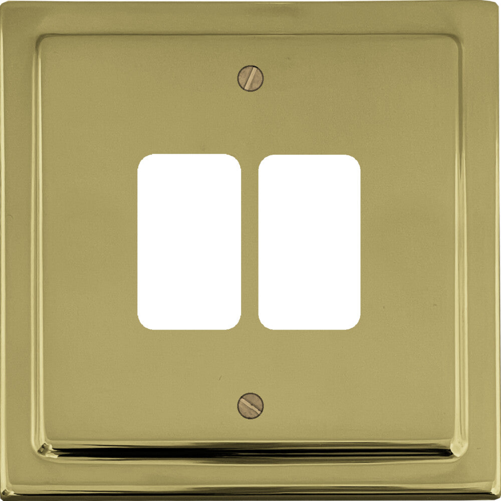 Victorian Polished Brass 2 Gang Grid Plate